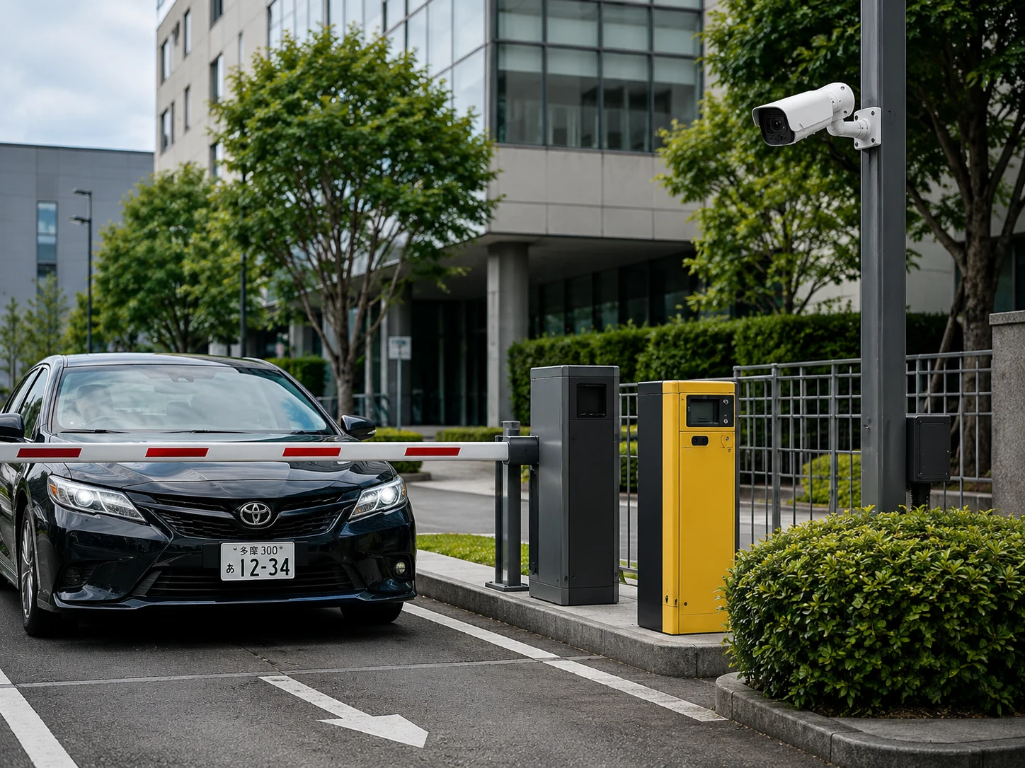 駐車場や車両出入口で車両を監視するイメージ