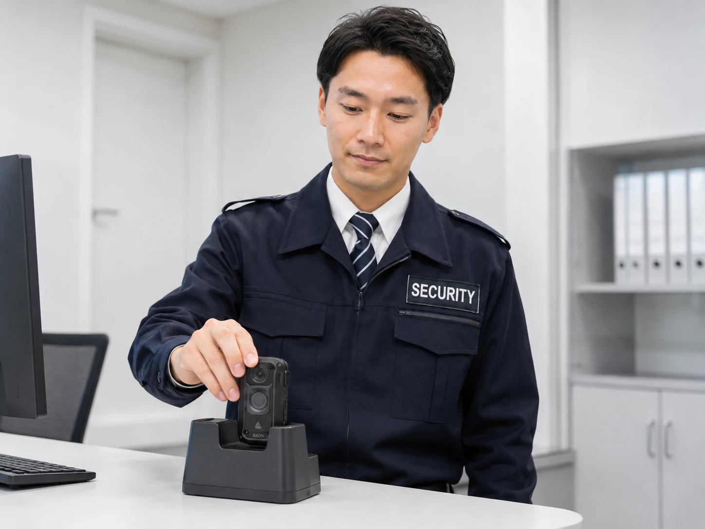 ボディカメラをドックに戻して保存