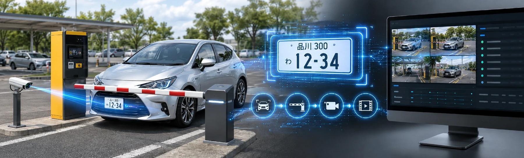 車両認識、ゲート制御、映像記録を連携する入退場管理システム